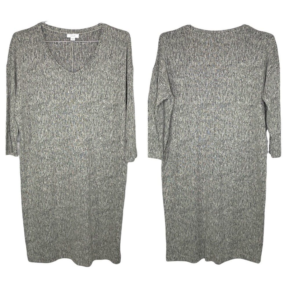 J Jill PURE JILL Long Sleeve Linen Blend Shift Dress Women's Size XS Black White